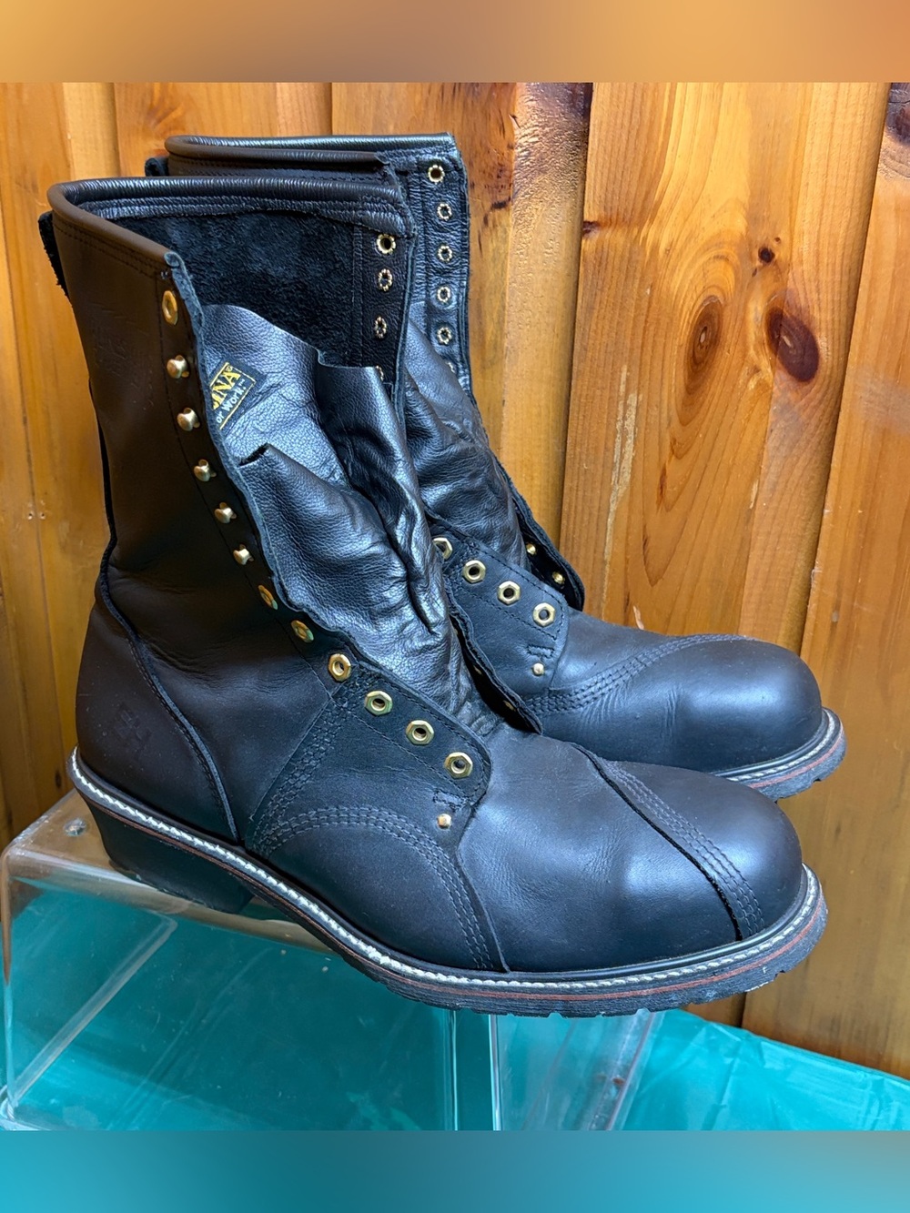 Carolina USA Linesman Work Boots 1905 Steel Toe Vibram Mens 15 D Black Leather E